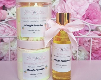 Mango Passion Bodycare Set | Whipped Body Butter, Body Scrub, Body Oil, Gift for Her, Gift Set, Skincare Bundle | Pretty By Nikki