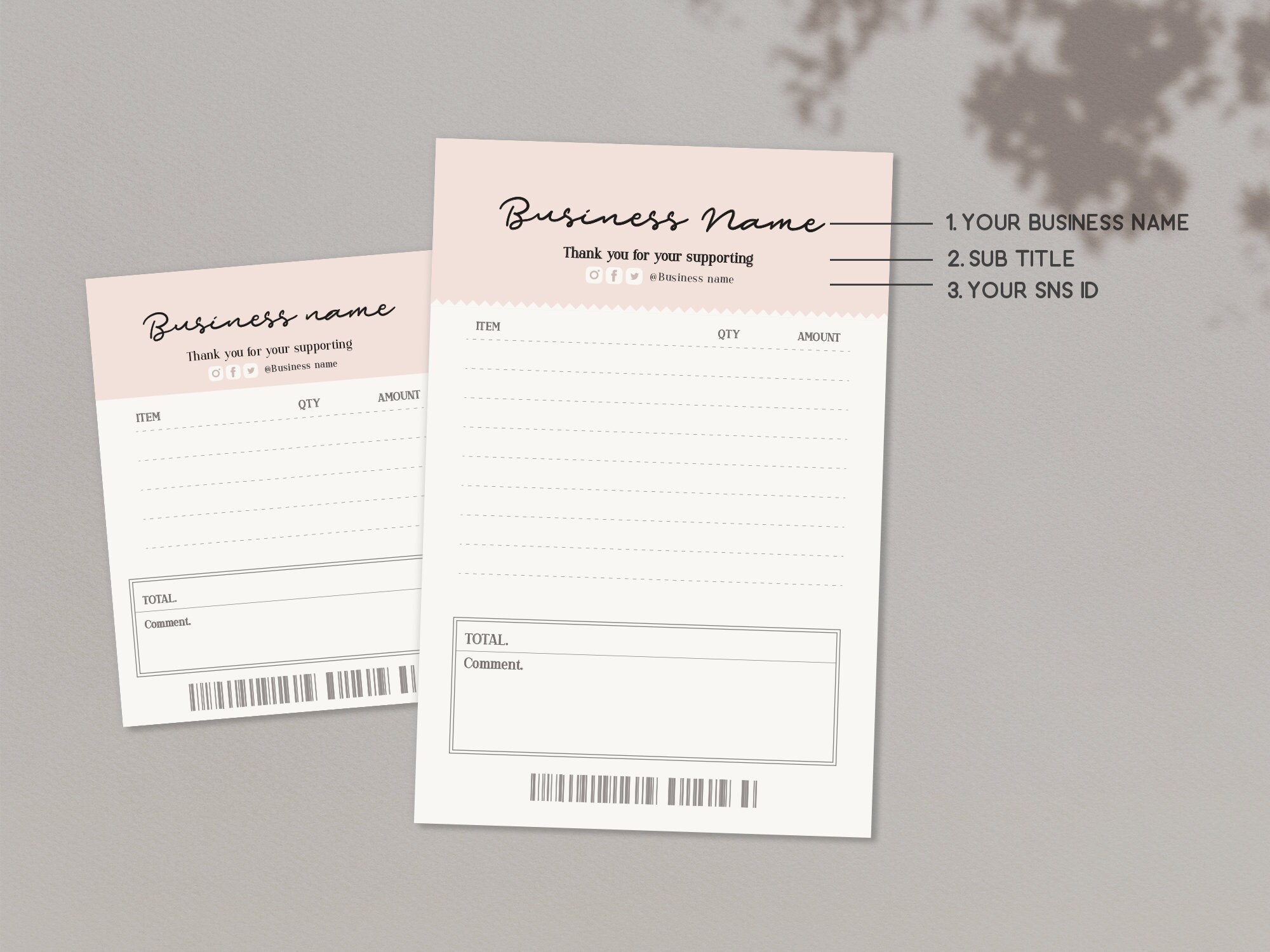 PRINTABLE Receipt Template Pink Receipt Receipt Form Etsy UK