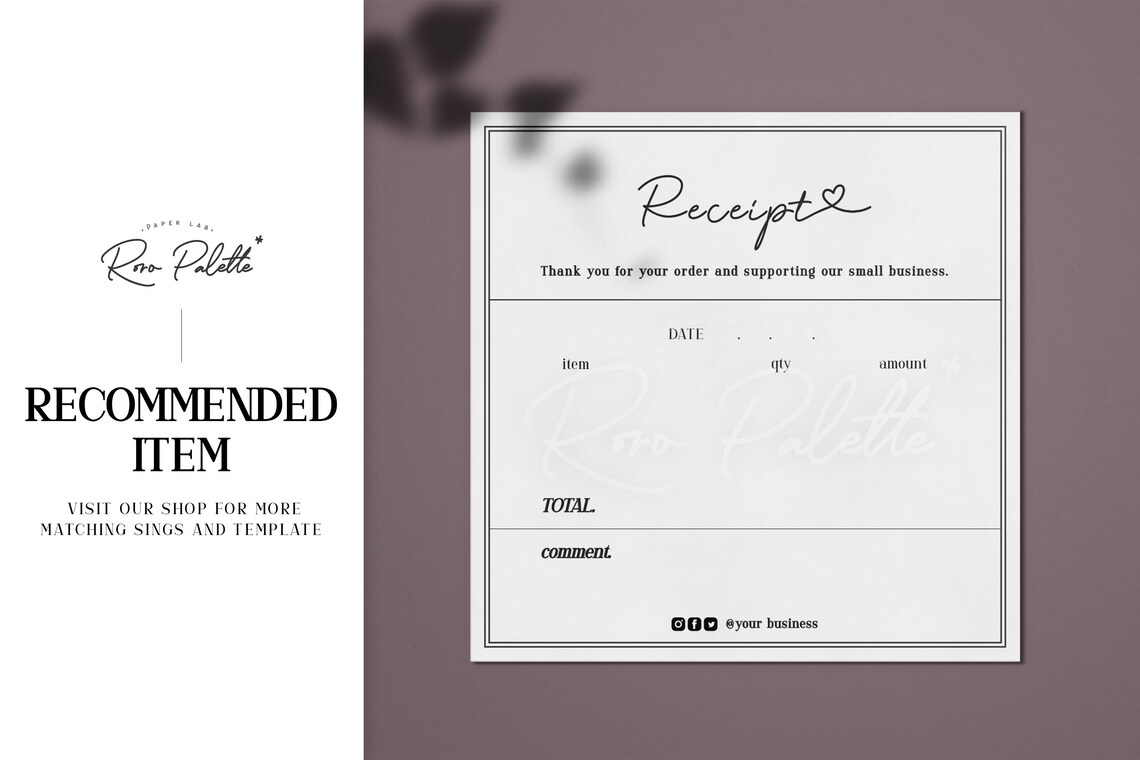 PRINTABLE Receipt Template Pink Receipt Receipt Form Etsy Finland