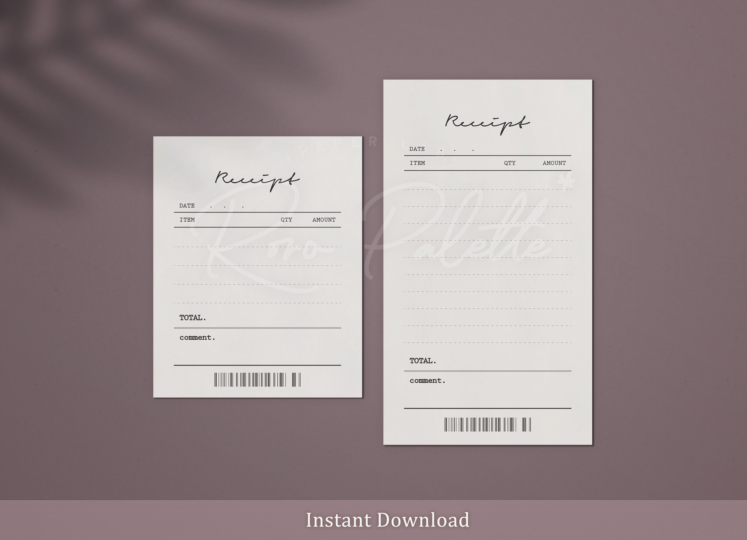 PRINTABLE Receipt Template Business Template Receipt Form Etsy