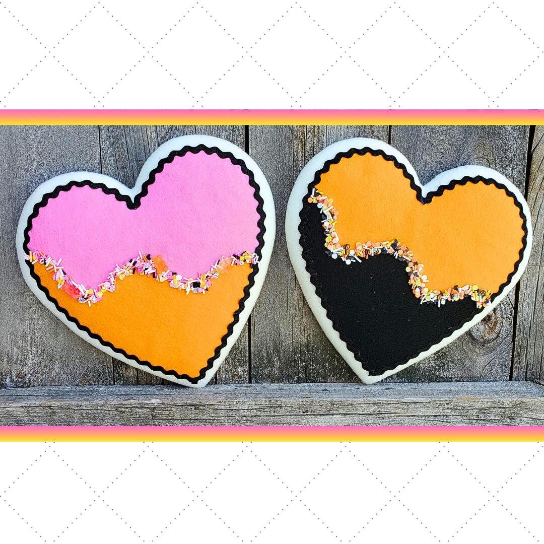 Felt Halloween Heart Sugar Cookie Wreath Attachment, Colorblock ...