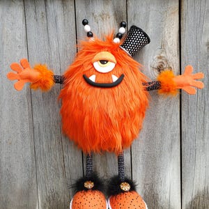 Monster wreath attachment, Halloween decoration, orange and black