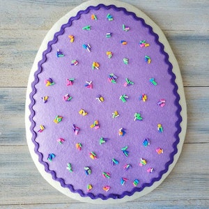 Easter egg sugar cookie wreath attachment, purple felt fake cookie, Easter decor