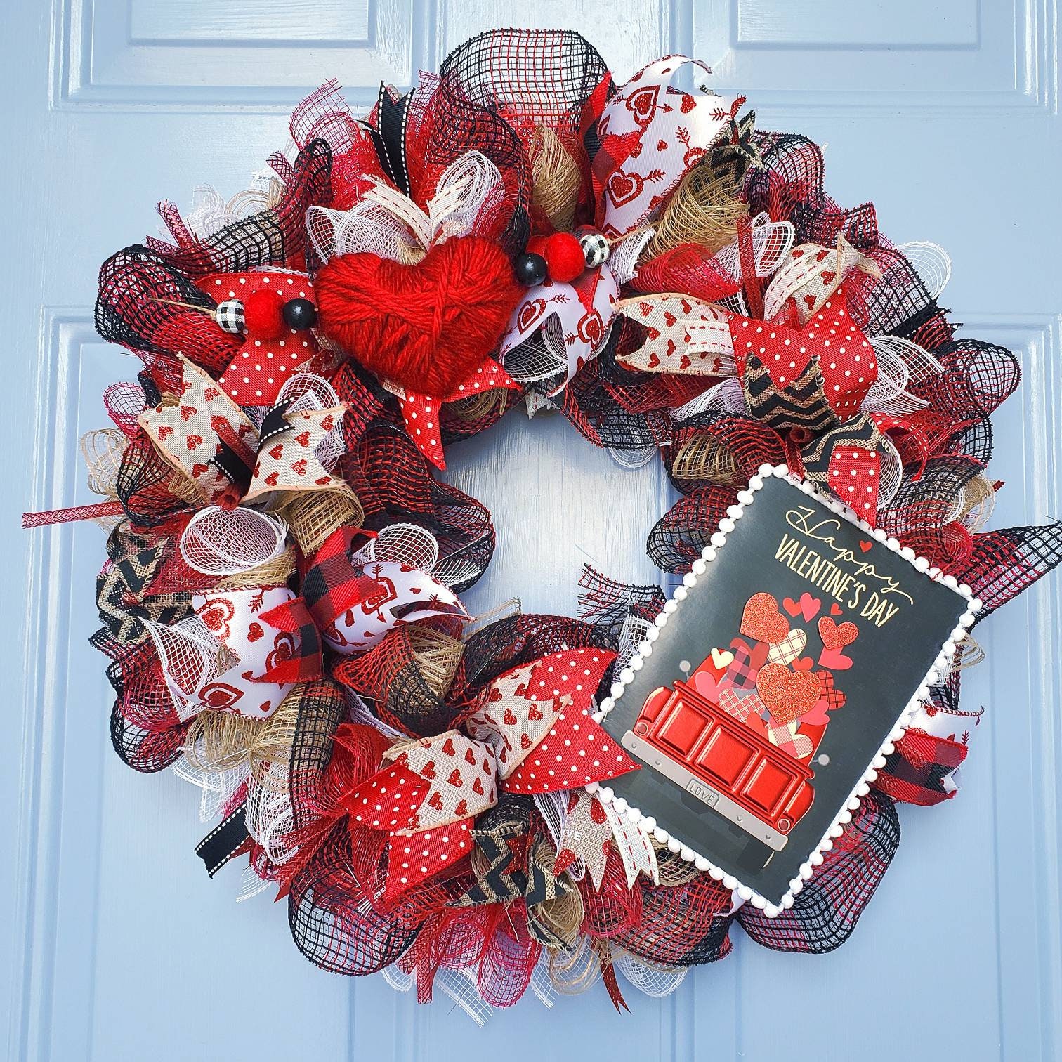 Valentine s Day Wreath for Front Door Valentine Decor Black and