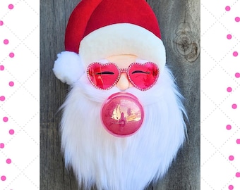 Bubble gum Santa wreath attachment, Christmas embellishment, happy santa