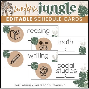 Classroom Schedule Cards | Printable Classroom Decor | Jungle Theme