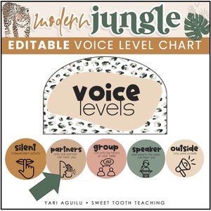 Student Voice Level Chart & Posters | Jungle Theme Classroom Decor | Printable Classroom Decor | Neutral Colors