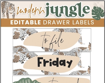 Jungle Theme Drawer Labels | Printable Classroom Decor| Teacher Drawer Bins