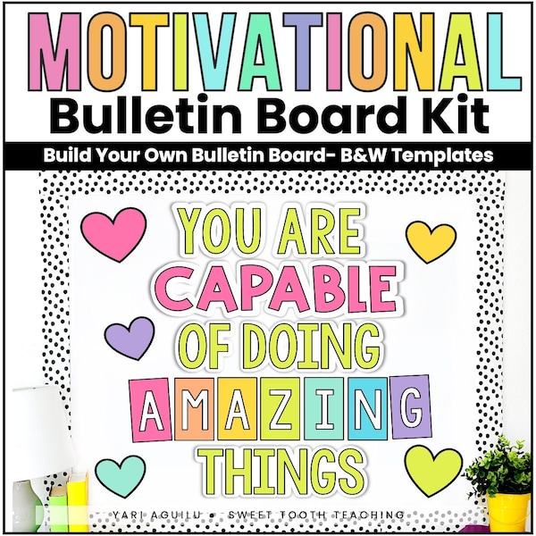 Kit de tableau d'affichage pour tests de motivation | Vous êtes capable de choses incroyables | Décoration de la classe