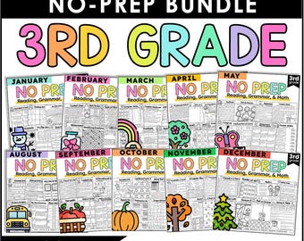 3.Klassenarbeitsblätter zur Erinnerung Homeschooling | Mathe, Leseverstehen, Grammatik, Schreiben Printables BUNDLE