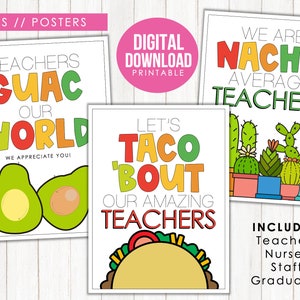 Letrero imprimible del Cinco de Mayo, Semana de agradecimiento a los maestros, Semana de agradecimiento al personal, Semana de agradecimiento a las enfermeras, Graduados, Nacho Average Teacher, C1