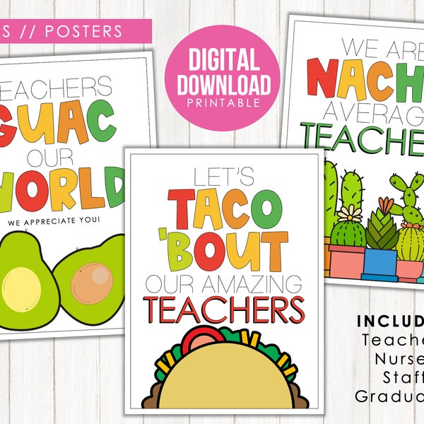 Cinco De Mayo Printable Sign, Teacher Appreciation Week, Staff Appreciation, Nurse Appreciation Week, Graduates, Nacho Average Teacher, C1