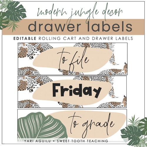 Jungle Theme Drawer Labels Printable Classroom Decor Etsy