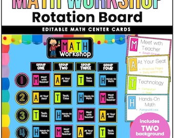 Math Workshop Rotation Board: Editable Center Cards (Printable)