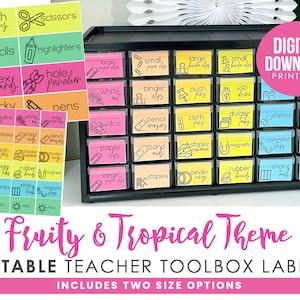 Colorful Classroom Teacher Toolbox Labels | Tropical Classroom Theme & Decor | Classroom Organization for School Supplies | EDITABLE