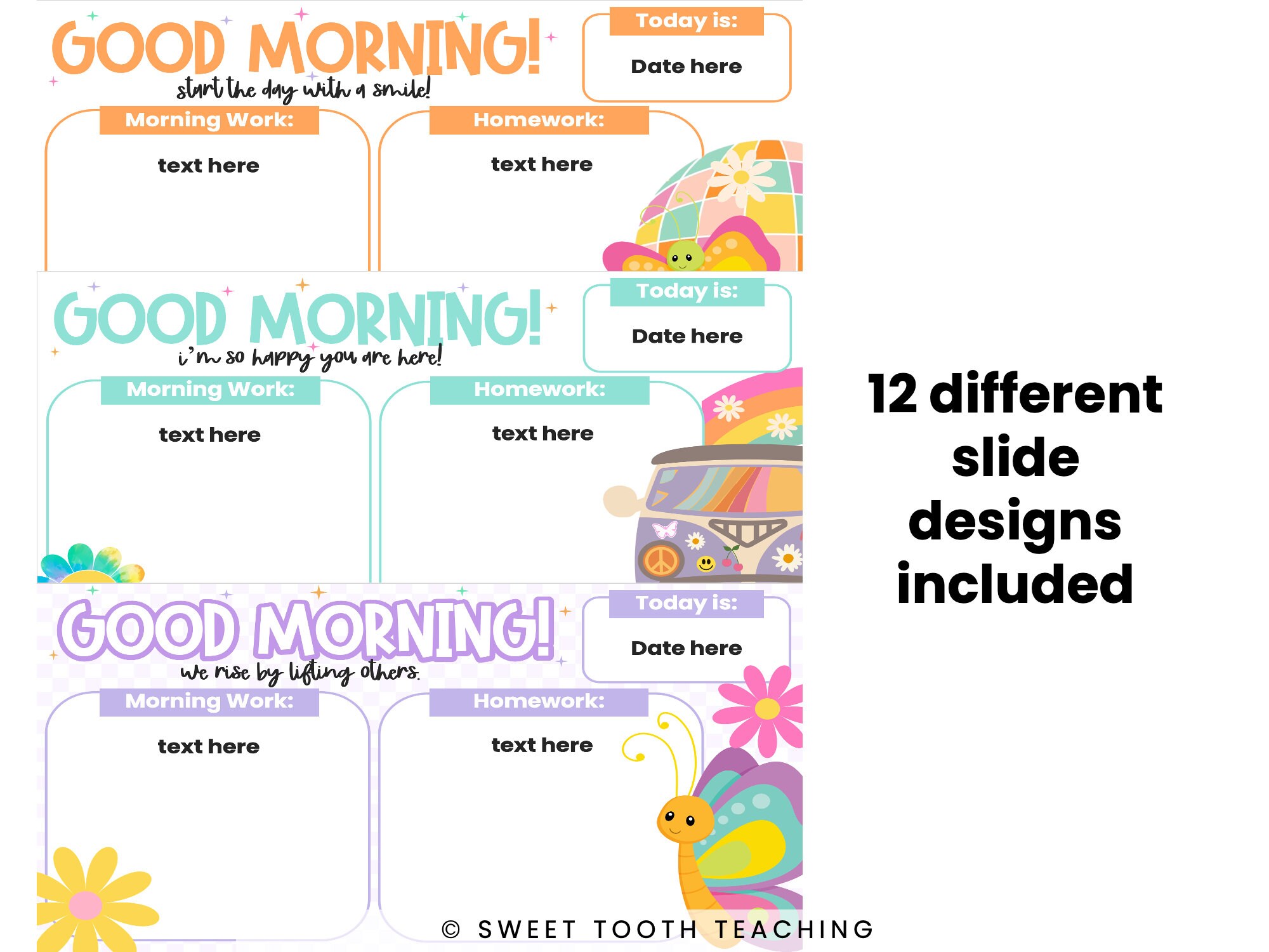 Morning Slides Template Groovy Garden Retro Decor Editable DIGITAL Morning Slides Template Groovy Garden Retro Decor Editable DIGITAL