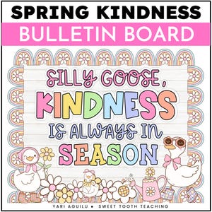 Kindness Bulletin Board for Spring- Easter Classroom Door Decor Kit- Printable Hallway Display for April