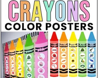 Crayon Color Posters: English & Spanish Classroom Decor (Digital Download)