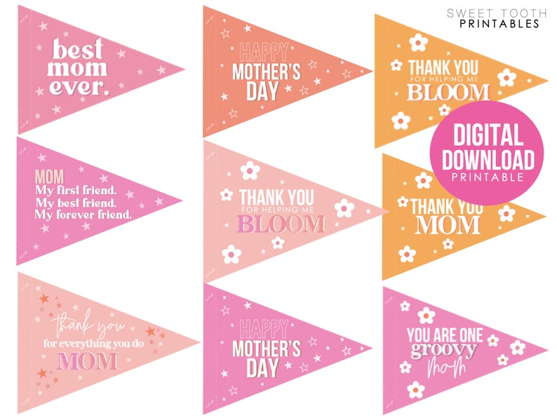 Mother's Day Printable Pennant Flags Mom Gift Ideas - Etsy