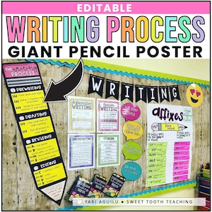 Het schrijfproces gigantisch potlood poster-schrijven bulletinboard decor voor klaslokaal