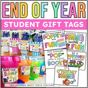 Etiquetas de regalo de verano para estudiantes de maestros / IMPRIMIBLES / Idea de regalo de fin de año escolar / Etiqueta de regalo pop it / Cubos de diversión / OFISHALLY Verano