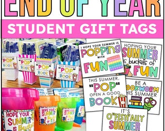 Summer Gift Tags for Students from Teacher | PRINTABLE | End of School Year Gift Idea| Pop it Gift Tag | Buckets of Fun | OFISHALLY Summer