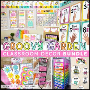 Groovy Garden Classroom Decor Bundle | Retro Colorful Decor