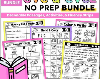 CVC and CVCE Phonics Decoding Worksheets- Long & Short Vowel Passages- No Prep