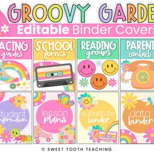 Binder Covers & Spines | Editable | Groovy Garden Retro Decor | DIGITAL DOWNLOAD