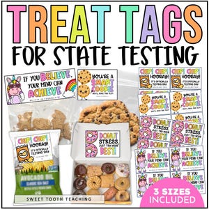 Étiquettes de test licorne - décorations de sac de cadeaux motivantes pour une collation de test d'État - étiquettes de friandises imprimables pour étudiants