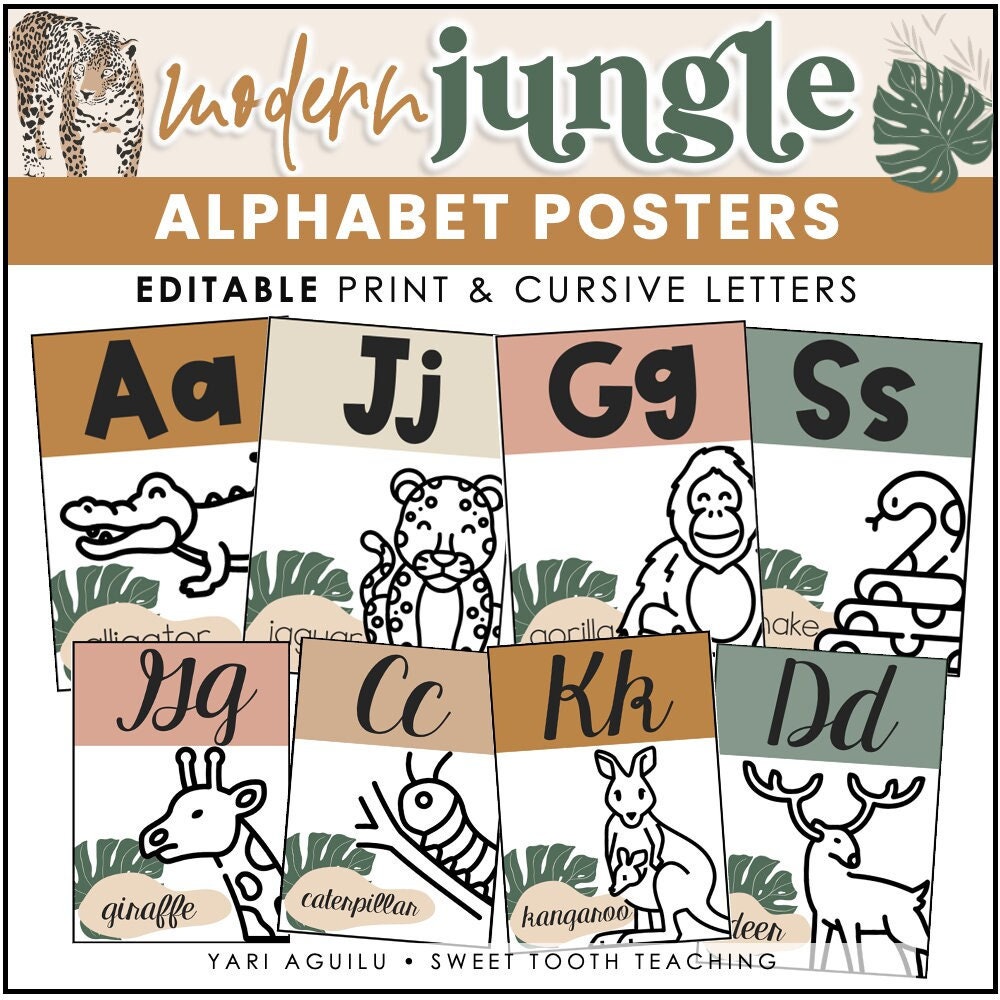 Jungle Alphabet Posters | Jungle Classroom Decor