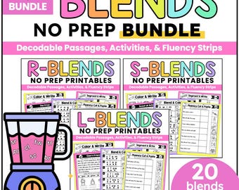 Printable Consonant Blends Phonics Decoding Worksheets-Science of Reading- Phonics Review Activity