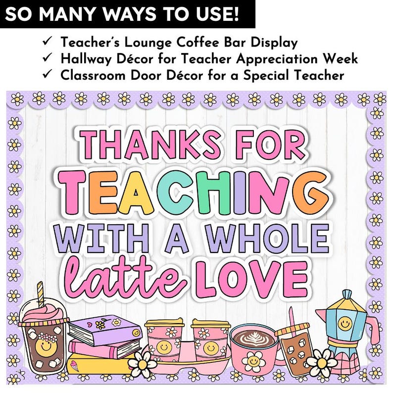 Teacher Appreciation Bulletin Board Kit for Teacher's Lounge- Thank You ...