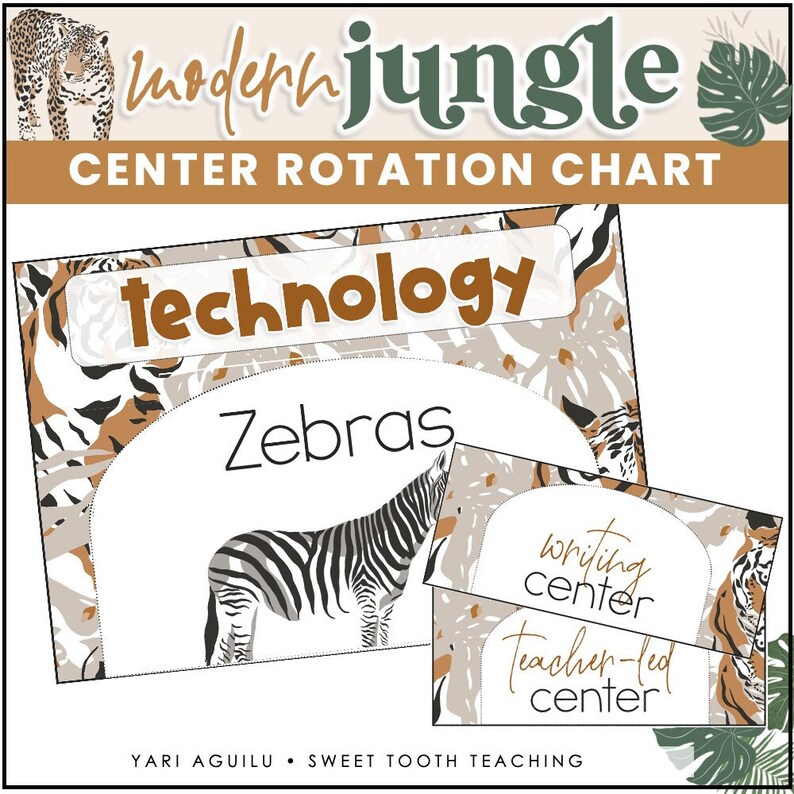 Classroom Centers Rotation Chart | Printable Jungle Classroom Decor - Etsy