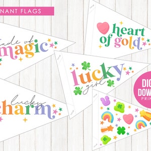 St. Patrick's Day vimpelflaggor: Lucky Charms-dekor (digital nedladdning)