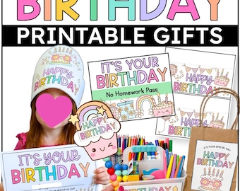 Printable Student Birthday Gift Set: Certificates, Hats, Tags (Digital Download)