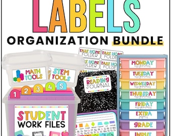 Colorful Classroom Organization Labels: Back to School Teacher Supplies