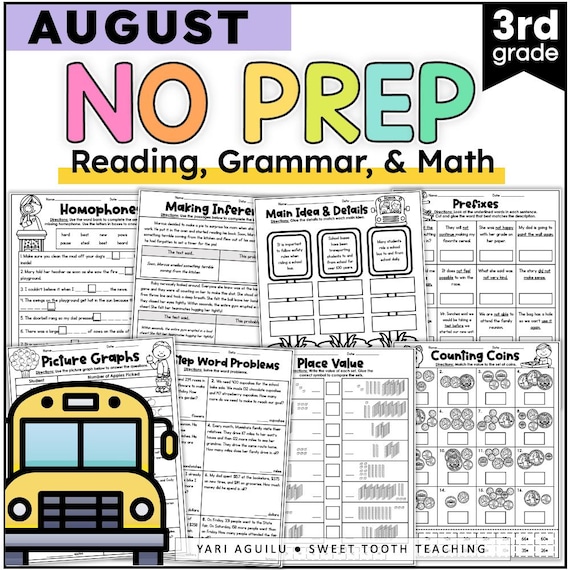 3rd Grade Back-to-School Worksheets: Math, Reading, Grammar - Printable Homeschooling Worksheets