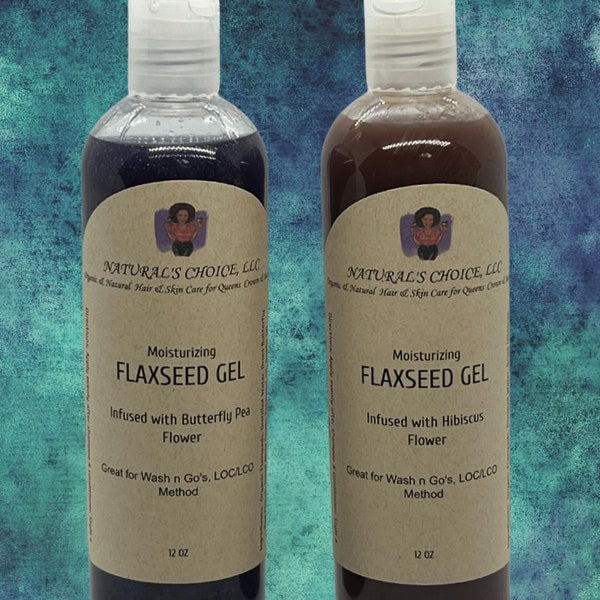 Flaxseed Gel Infused with Dried Butterfly Pea Flower or Dried Hibiscus Flower, Moisturizing Hair Gel, Styling Gel. Now enhanced with Algin!