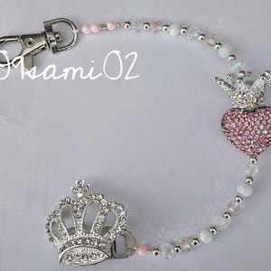 Personalised  Bling romany shamballa heart and crown Dummy clip stunning