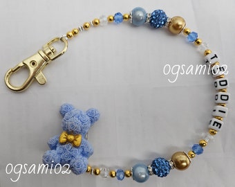 Personalised  Bling romany diamante bear Dummy Clip: Can also be personalised with Name or Slogan