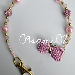 Personalised Beautiful Romany diamante bow  Dummy Clip pink/gold