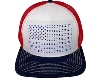 USA Flag Foil Printed Form Trucker Hat | American Flag Trucker Cap