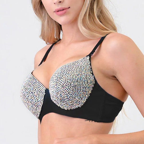 Leaf Rhinestone Bra