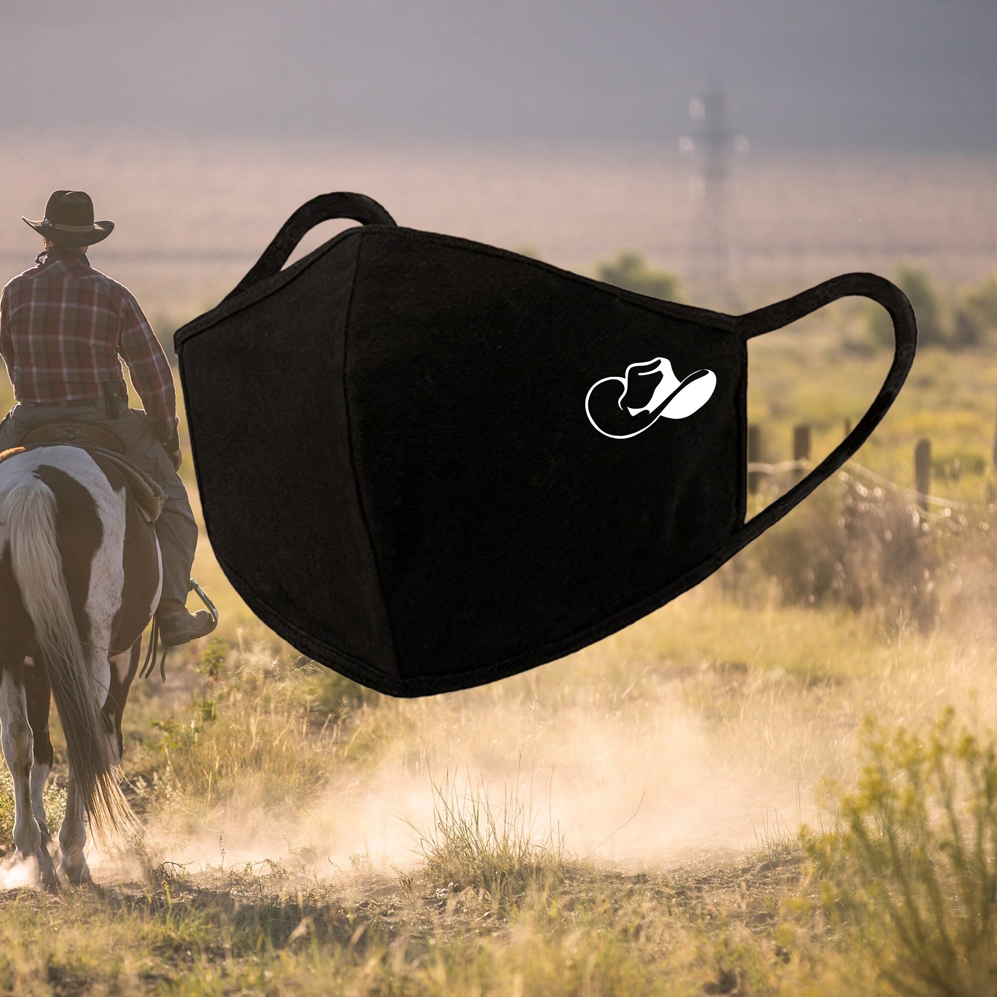 Cowboy Hat Face Mask Western Style Face Mask 3D Pattern Etsy