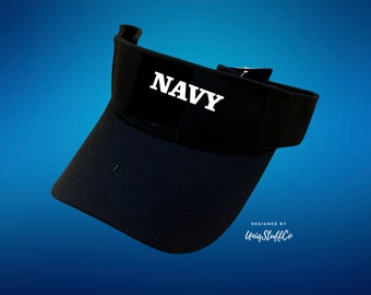 Navy Visor hat | Black US Navy Adjustable Velcro - us navy visor