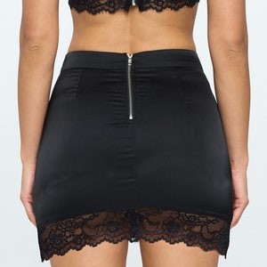 Satin Skirt with Lace Trim - Clubwear Dancewear - Daily fashion Skirt image 2