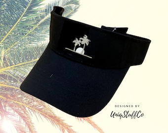 Palm Tree Sun visor - Hat for Outdoor - Sun Visor - Outdoor Visor - Designed and Printed in USA -  One Size For All - sun visor Palm Tree