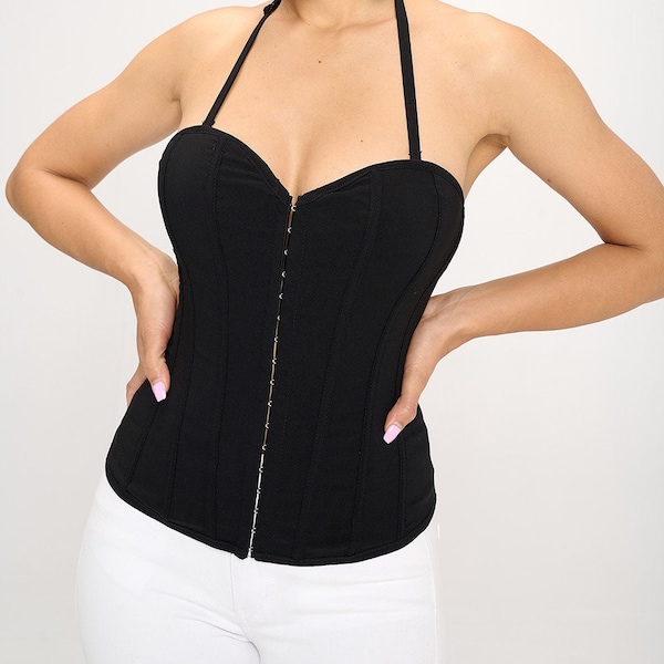 Solid Boning Basic and Classic Corset  - Classic Style - Top For Party and Club - Bra Top for club - Club Wear - Dance Wear - Party Wear