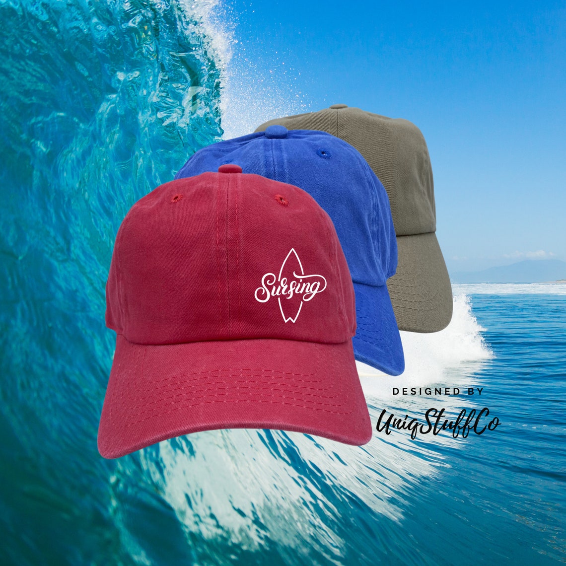 Surfing Printed Baseball Cap Surf Cap Surfing Hat Perfect Etsy UK